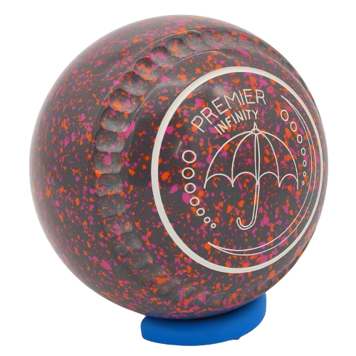 Premier Infinity Size 4 Crimson-Orange Gripped - Made exclusively by Greenmaster Bowls Scotland - Umbrella Logo